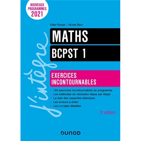 Maths exercices incontournables BCPST 1 - 3e éd.