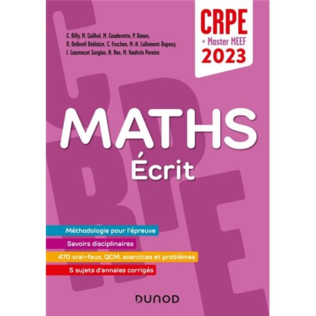 Concours Professeur des écoles - Mathématiques - Ecrit - CRPE 2023  - Master MEEF