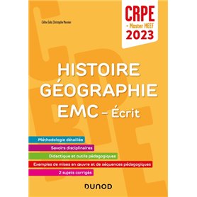Concours Professeur des écoles - Histoire Géographie EMC - Ecrit - CRPE 2023  - Master MEEF