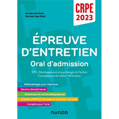 Concours Professeur des écoles - Épreuve d'entretien - Oral d'admission - CRPE 2023