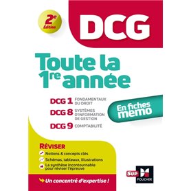 DCG - Toute la 1ère année du DCG 1, 8, 9 en fiches - Révision