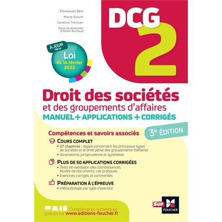 DCG 2 - Droit des sociétés et autres groupements d'affaires - Manuel et applications