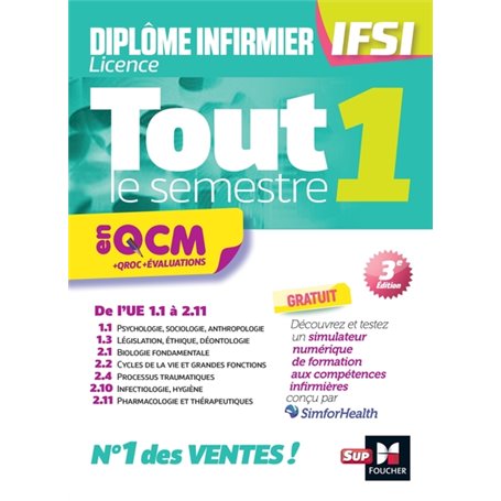 Tout le semestre 1 en QCM et QROC - DEI IFSI - 3e édition - Entraînement