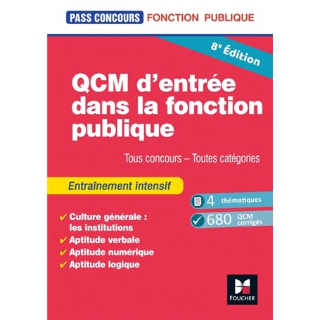 Pass'Concours - QCM d'entrée dans la fonction publique - Révision et entrainement 8e édition