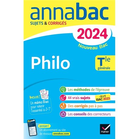 Annales du bac Annabac 2024 Philo Tle générale