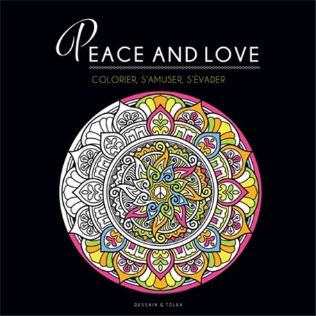 Black coloriage - Peace and love