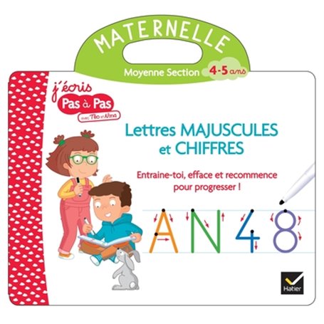 Livre ardoise Téo et Nina MS - Lettres majuscules et chiffres