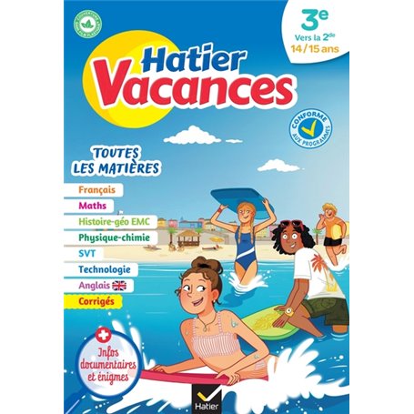 Cahier de vacances 2023 de la 3e à la 2de