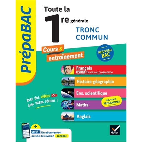 Prépabac Toute la 1re générale (tronc commun) - Bac 2024 (toutes les matières)