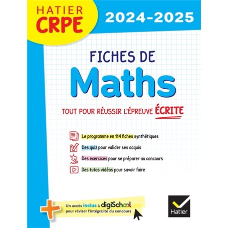 Hatier CRPE -  Fiches de Maths - Epreuve écrite 2024/2025