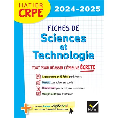 Hatier CRPE -  Fiches de Sciences et Technologie - Epreuve écrite 2024/2025