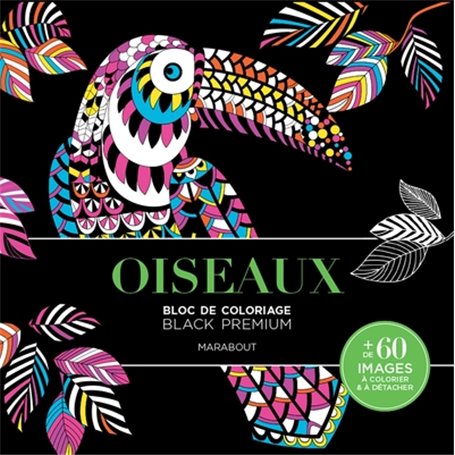 Bloc de coloriage Black Premium - Oiseaux