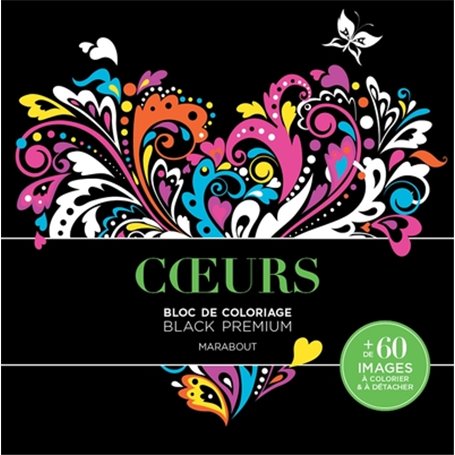 Bloc de coloriage Black Premium - Coeurs