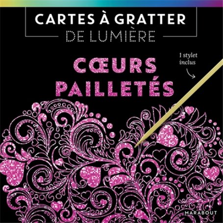 Cartes à gratter de lumière - Coeurs pailletés