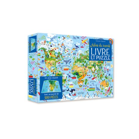 Coffret Atlas du monde (Livre + puzzle de 300 pièces)