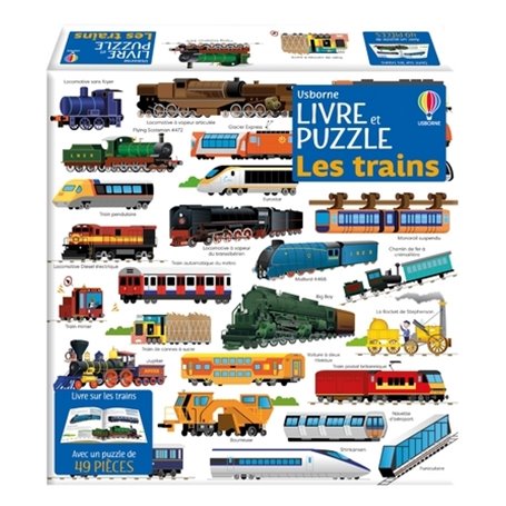 Les trains - Coffret livre et puzzle