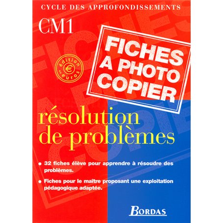 Résolution de problèmes CM1 2001 Fiches à photocopier