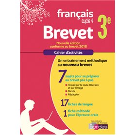 Cahier Français Brevet 3e 2018 Cahier d'exercices