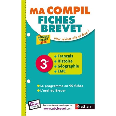 Ma Compil fiches Brevet - Français Histoire Géographie EMC 3ème