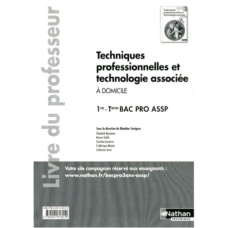 Techn. professionnelles techno. associée - 1re /Term BPro ASSP "Domicile" - Livre du professeur