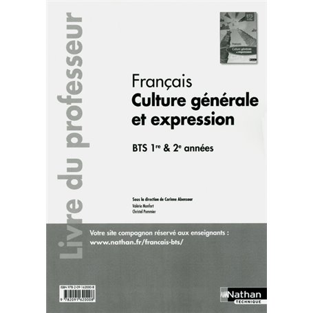 Français - Culture générale et expression Livre du professeur