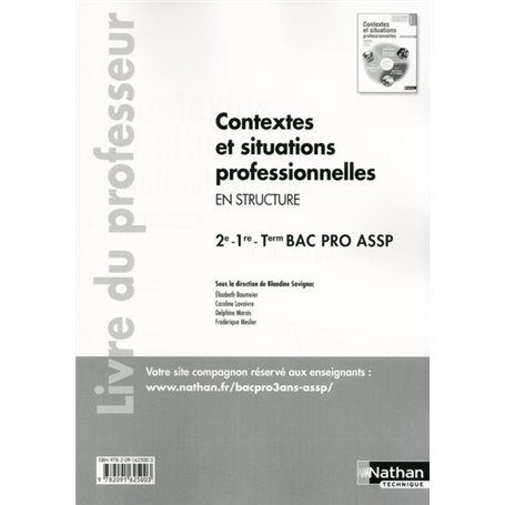 Contextes et situations professionnelles Bac Pro ASSP [2e/1ère/Tle] "En structure" Professeur