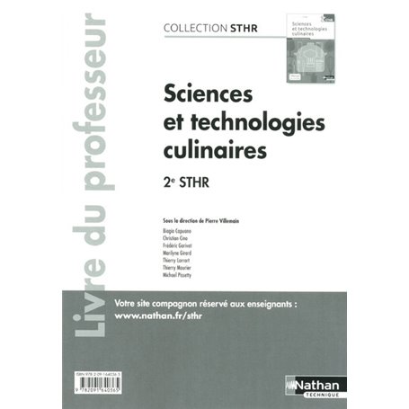 Sciences et technologies culinaires 2ème (STHR) - professeur - 2016