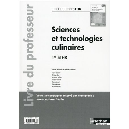 Sciences et technologies culinaires 1ère (STHR) - professeur - 2016