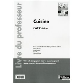 Cuisine - CAP Cuisine 1ère et 2ème années - Professeur - 2017