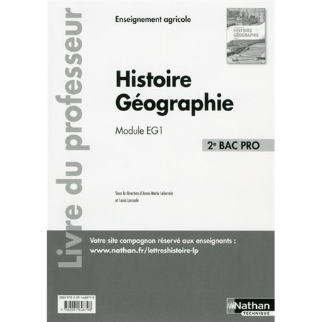 Histoire Géographie - Module EG1 - 2ème BAC PRO Agricole - Professeur 2017