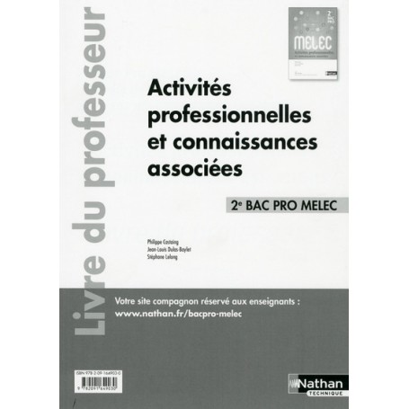 Activités professionnelles et connaissances associées - 2ème Bac pro MELEC - Professeur - 2017