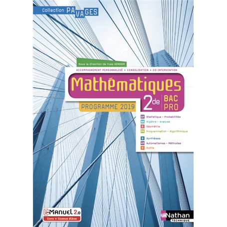 Mathématiques 2E Bac Pro (Pavages) livre + licence 2019