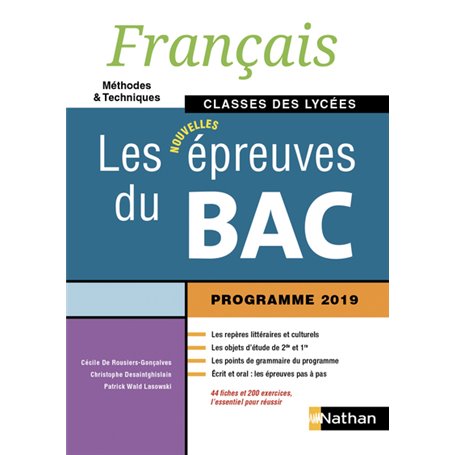 Français - Les épreuves du Bac - Classes des lycées (Français M et T) - Elève - 2019