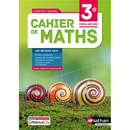 Cahier de maths 3e Prépa-Métiers - Livre + licence élève - 2021