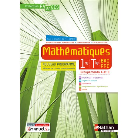 Mathématiques 1re/Term Bac Pro - Groupements A et B (Manuel) - (Pavages) - Livre + licence élève