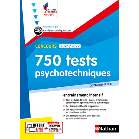 750 tests psychotechniques - Concours 2021/2022 - Catégories B et C N°43 (IFP) - 2021