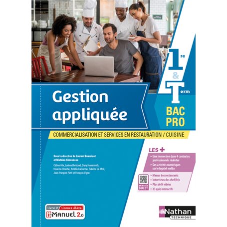 Gestion appliquée 1ère/Term Bac Pro Cuisine/CSR - Livre + Licence élève - 2022