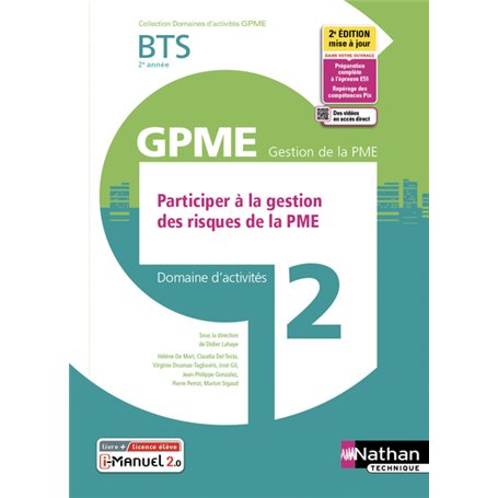 Domaine d'activité 2 - BTS 2ème année GPME (DOM ACT GPME) Livre + licence élève - 2022