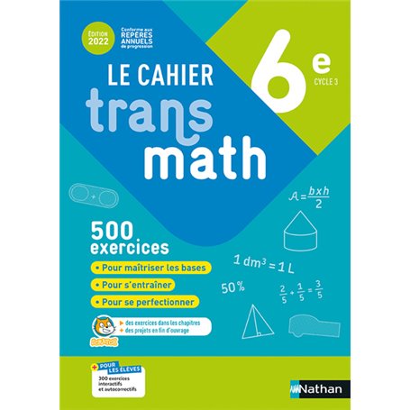 Cahier Transmath 6è 2022 - Cahier de l'élève