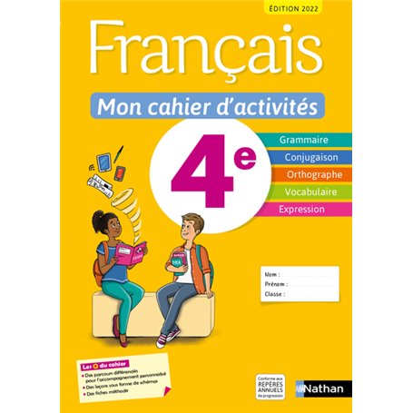 Français - Mon cahier d'activités 4e - Elève -2022