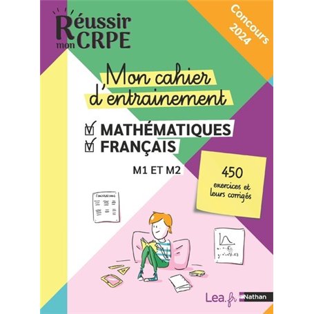 Mon cahier d'entrainement Mathématiques Français - M1 M2 - Concours 2023 et 2024