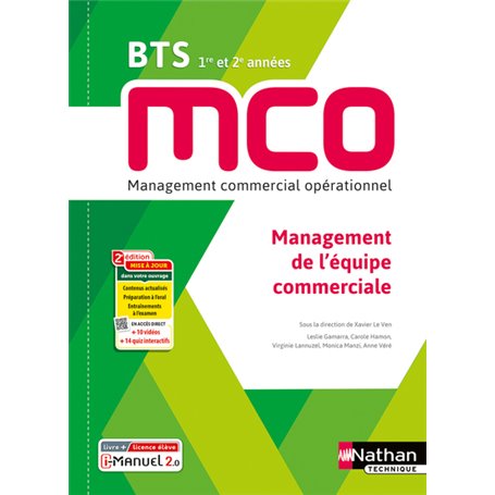 Management de l'équipe commerciale - BTS 1 et 2 MCO - Livre + licence élève - 2023