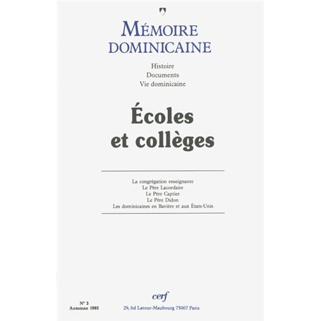 Mémoire dominicaine - numéro 3 Ecoles et collèges