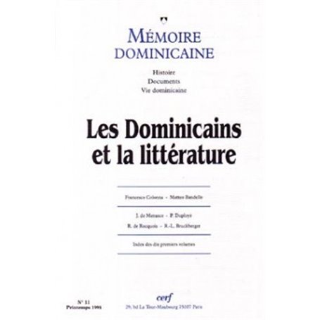 Mémoire dominicaine - numéro 11 Les dominicains et la littérature