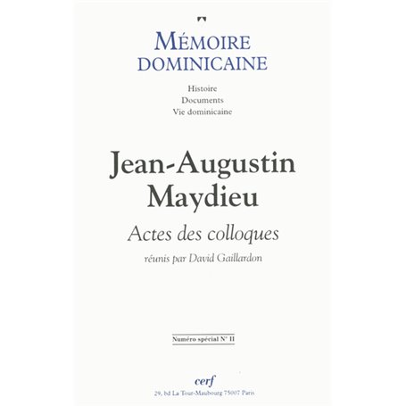 Mémoire dominicaine - numéro spécial 2 Jean-Augustin Maydieu Actes des colloques