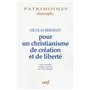 Pour un christianisme de création et de liberté