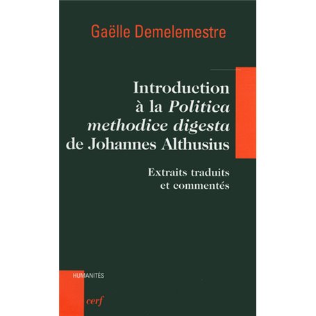 Introduction à la " Politica methodice digesta de Johannes Althusius "