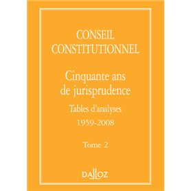 Conseil constitutionnel. Cinquante ans de jurisprudence - Tome 2 Tables d'analyses 1959-2008