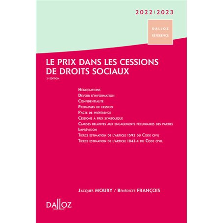 Le prix dans les cessions de droits sociaux 2022/2023. 2e éd.