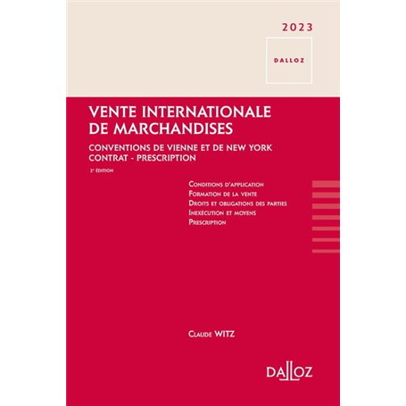 Vente internationale de marchandises 2023 2ed - Conventions de Vienne et de New York - Contrat - Pre